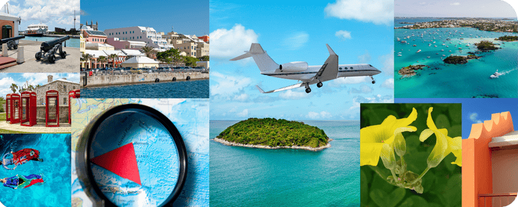 private jet charter Bermuda luxury jet landing TF Wade Airport for executive jet travel with Hamilton in background