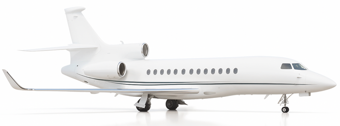 Falcon 7X private charter aircraft on tarmac at TEB airport