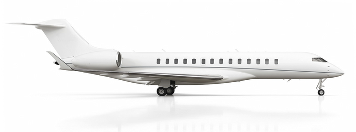 Global Express private jet for charter on tarmac at White Plains airport